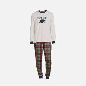 DEARFOAMS Mens Size Large PAPA BEAR Family Plaid Soft Pajama 2-Piece Set Hunting